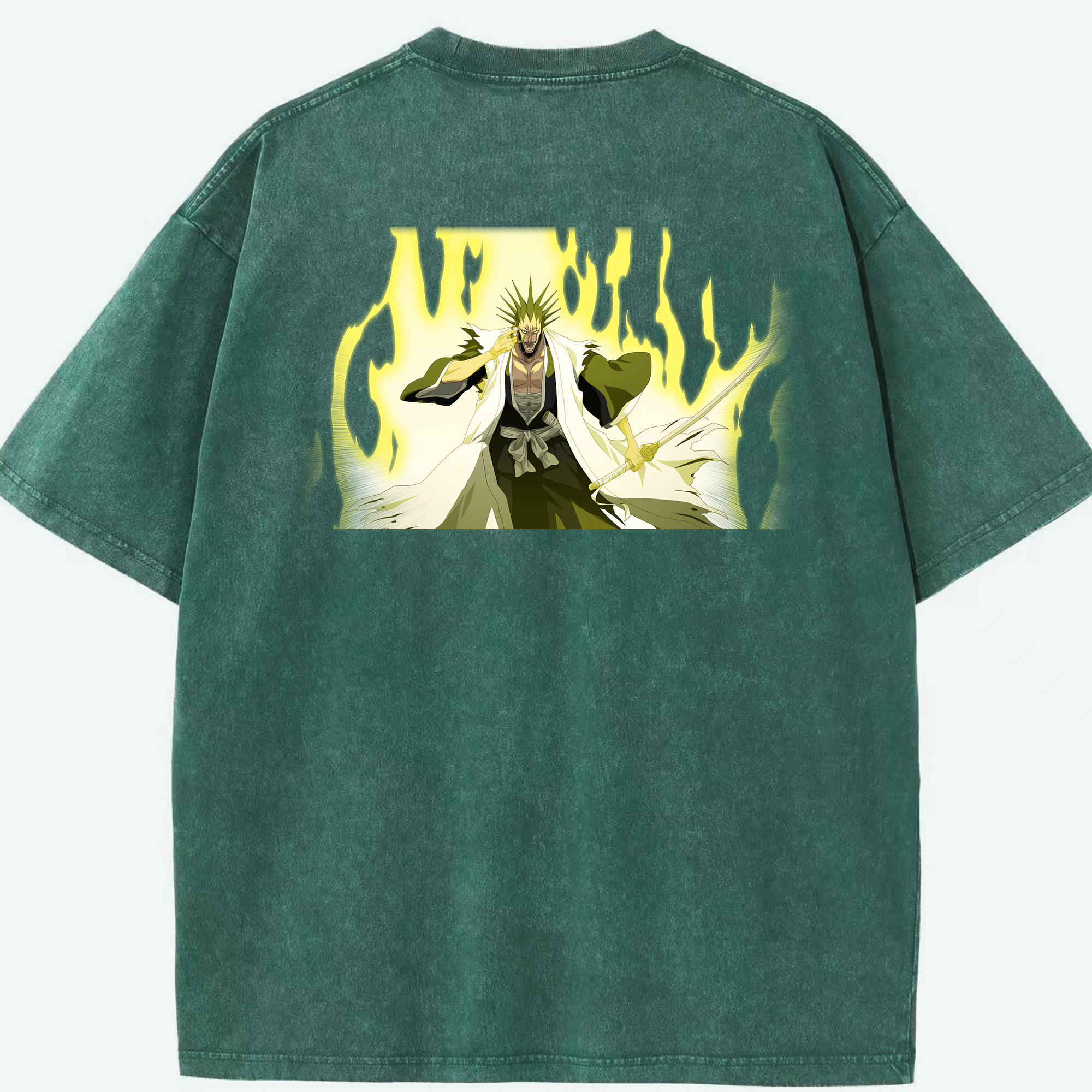 （画像用） ブリーチ ざらき けんぱち BLEACH Zaraki Kenpachi 綿100% ヴィンテージ風 半袖Tシャツ（背面プリント）